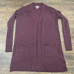 Nine West Women’s Small Burgundy Rayon Blend Open Cardigan Sweater w/ Pockets